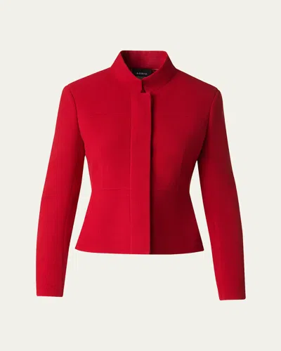 Akris Tino Fitted Wool Jacket In Ruby