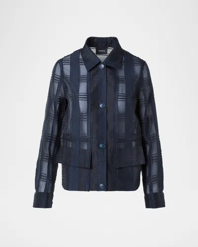 AKRIS TOM ORGANDY PLAID SHORT JACKET