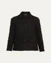 Akris Tomma Fringe Boucle Sequined Shirt Jacket In Black