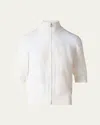 Akris Trapeze Rayonnant Jacquard Full Zip Cardigan In Ecru