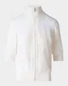 Akris Trapeze Rayonnant Jacquard Full Zip Cardigan In Ecru