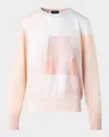 Akris Trapeze Rayonnant Intarsia Double-layer Knit Sweater In Seashell