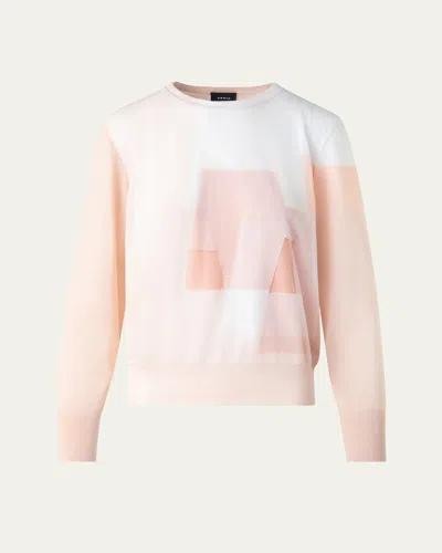 AKRIS TRAPEZE RAYONNANT INTARSIA DOUBLE-LAYER KNIT SWEATER