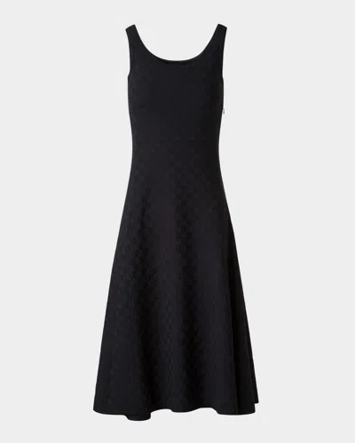 Akris Trapezoid Jacquard Sleeveless Dress In Black