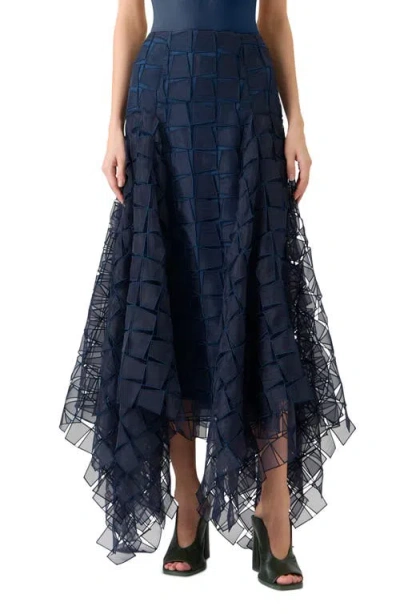 Akris Trapezoid Organza Skirt In Blue