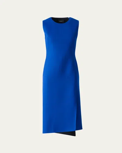 Akris Trapezoid Panel Sleeveless Midi Dress In Blue