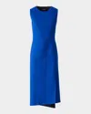 Akris Trapezoid Panel Sleeveless Midi Dress In Blue
