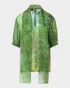 Akris Tree-print Silk Neck Scarf Blouse