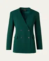 Akris Trinity Double-breasted Wool Crepe Jacket In Pine Green