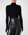 Akris Turtleneck Cashmere-silk Fine Rib Seamless Sweater In Black
