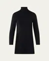 Akris Turtleneck Cashmere-silk Milano Knit Tunic Sweater In Black