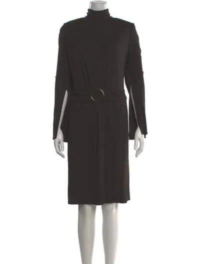 Pre-owned Akris Turtleneck Knee-length Dress In Brown