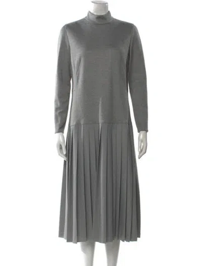 Pre-owned Akris Turtleneck Long Dress In Gray