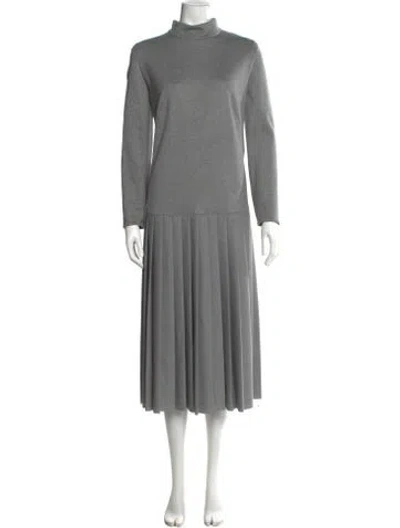 Pre-owned Akris Turtleneck Long Dress In Gray