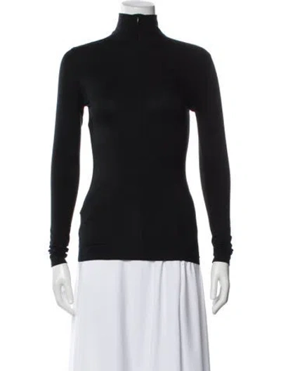 Pre-owned Akris Turtleneck Long Sleeve Top In Black