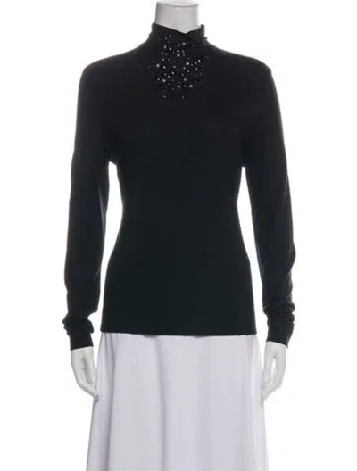 Pre-owned Akris Turtleneck Long Sleeve Top In Black