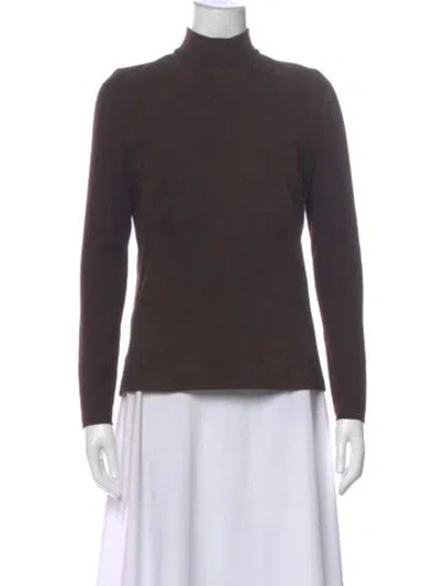 Pre-owned Akris Turtleneck Long Sleeve Top In Brown