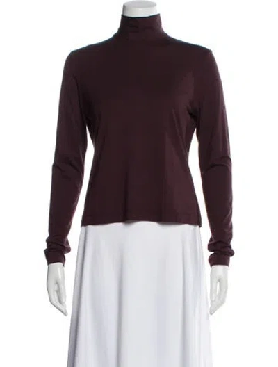 Pre-owned Akris Turtleneck Long Sleeve Top In Burgundy