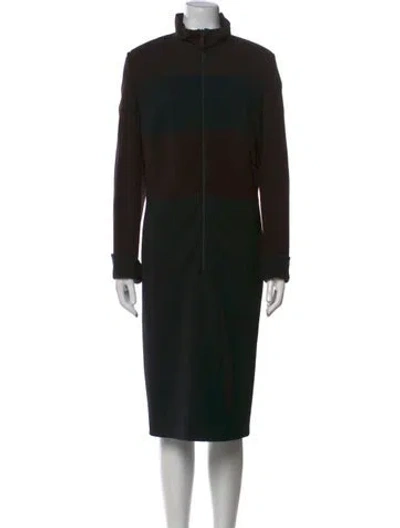 Pre-owned Akris Turtleneck Midi Length Dress In Black