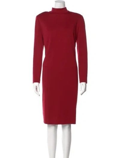 Pre-owned Akris Turtleneck Midi Length Dress In Burgundy