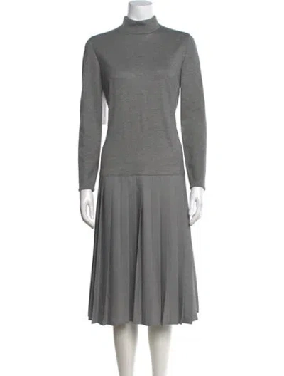 Pre-owned Akris Turtleneck Midi Length Dress In Grey