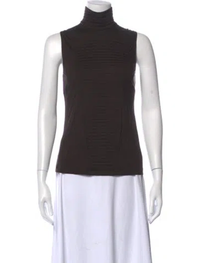 Pre-owned Akris Turtleneck Sleeveless Top In Brown