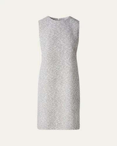 Akris Tweed Boucle Sheath Dress In Ecru-black