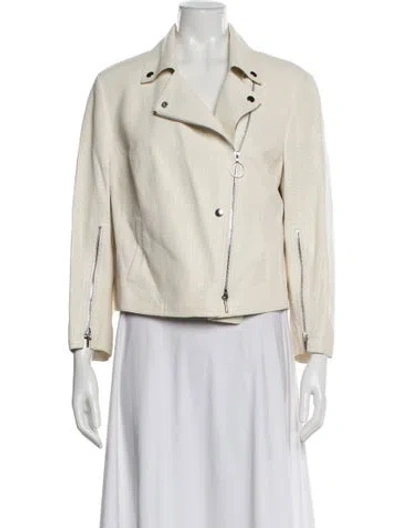 Pre-owned Akris Tweed Pattern Biker Jacket In Neutral