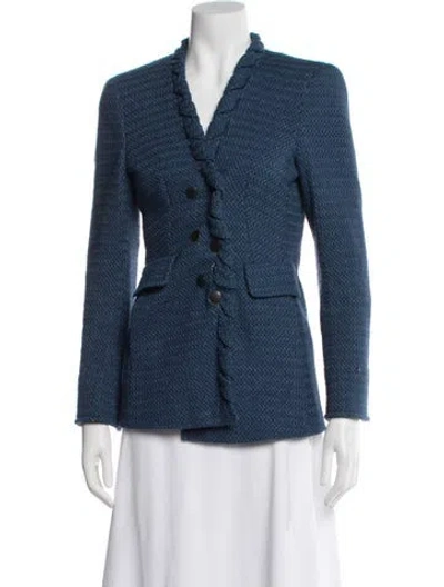 Pre-owned Akris Tweed Pattern Blazer In Blue