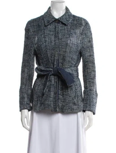 Pre-owned Akris Tweed Pattern Evening Jacket In Blue