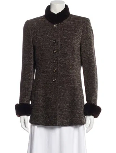 Pre-owned Akris Tweed Pattern Evening Jacket In Brown