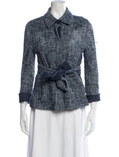 Pre-owned Akris Tweed Pattern Jacket In Blue