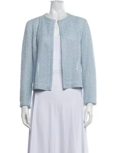 Pre-owned Akris Tweed Pattern Jacket In Blue