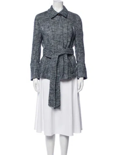 Pre-owned Akris Tweed Pattern Jacket In Blue