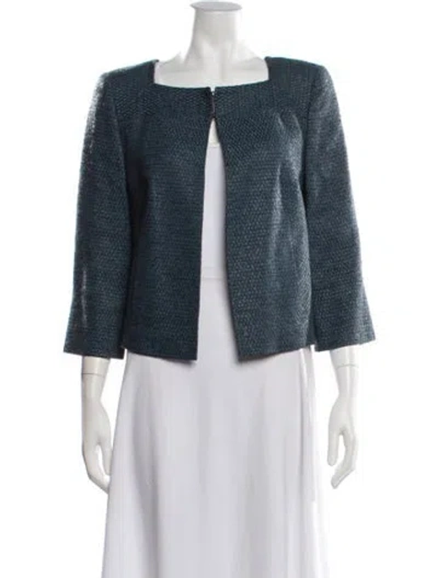 Pre-owned Akris Tweed Pattern Jacket In Blue