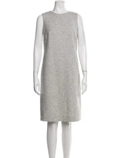 Pre-owned Akris Tweed Pattern Knee-length Dress In White
