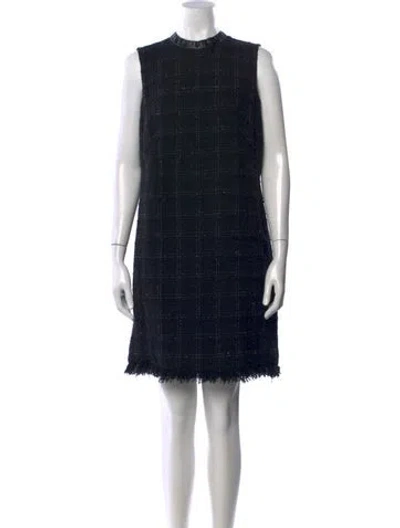 Pre-owned Akris Tweed Pattern Mini Dress In Black