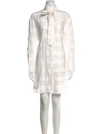 Pre-owned Akris Tweed Pattern Mini Dress In White