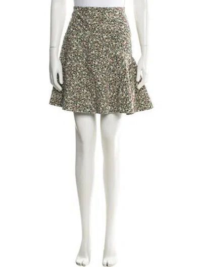 Pre-owned Akris Tweed Pattern Mini Skirt In White