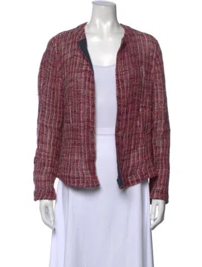 Pre-owned Akris Tweed Pattern Open Front Sweater In Multicolor