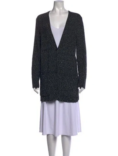 Pre-owned Akris Tweed Pattern V-neck Sweater In Black