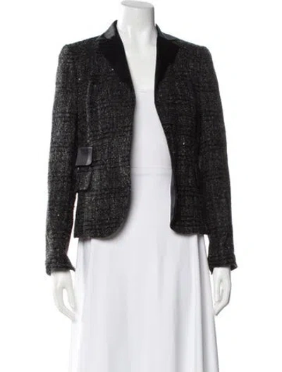 Pre-owned Akris Tweed Tweed Pattern Evening Jacket In Blue