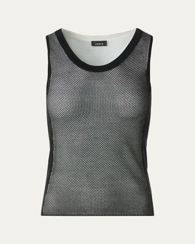 Akris Two-tone Grid Knit Tank Top In Black