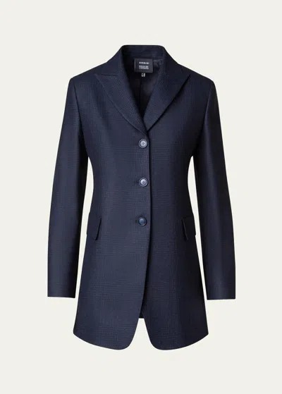 Akris Tyson Prince Of Wales Wool Jacket, Navy