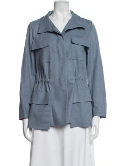 Pre-owned Akris Utility Jacket In Blue