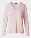 Akris V-neck Cashmere-silk Sweater In Pale Pink
