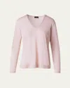 Akris V-neck Cashmere-silk Sweater In Pale Pink