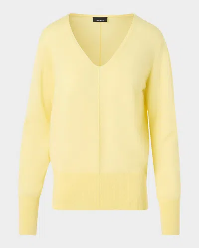 Akris V-neck Cashmere Sweater In Yellow