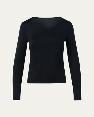 AKRIS V-NECK JERSEY LONG-SLEEVE T-SHIRT