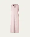 Akris V-neck Midi Wool Dress In Pale Pink